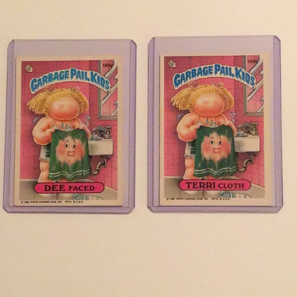 1986 Garbage Pail Kids Trading Cards - Dee Faced #169 a & Terri Cloth #  169 b